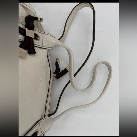 Auth Gucci Princy Boston Bow Web Stripe Offwhite Leather Satchel Shoulder Bag - Picture 12 of 15